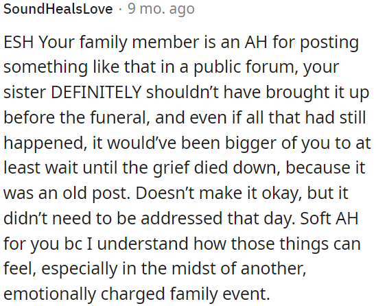 Understandably, it can be difficult, but there was no need to deal with it that day.