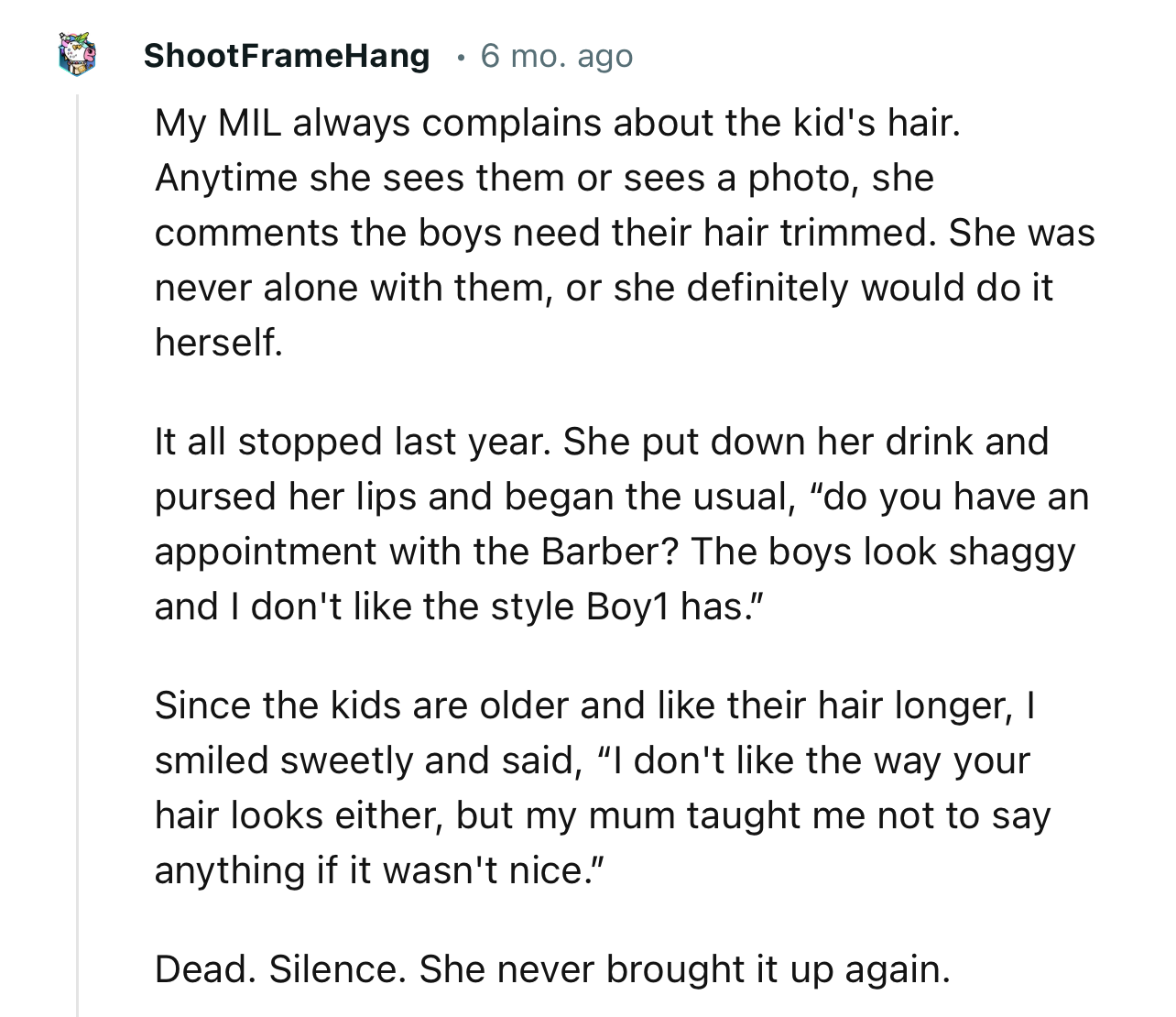 You can use this the next time your nosy MIL makes a hair comment about your kid