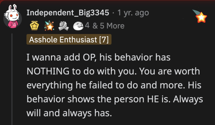 It isn't OP's fault that his biological dad is such a terrible father