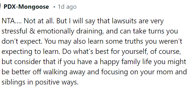 Lawsuits are stressful and unpredictable, revealing unexpected truths.