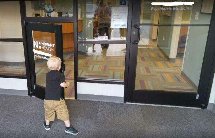 "My Childhood Doctor's Office Has A Mini Door Installed For Younger Patients"