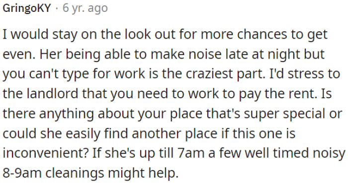 OP needs to emphasize to the landlord that her ability to work is essential for paying rent.