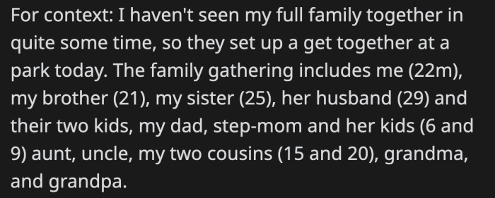OP gave a little background about his family