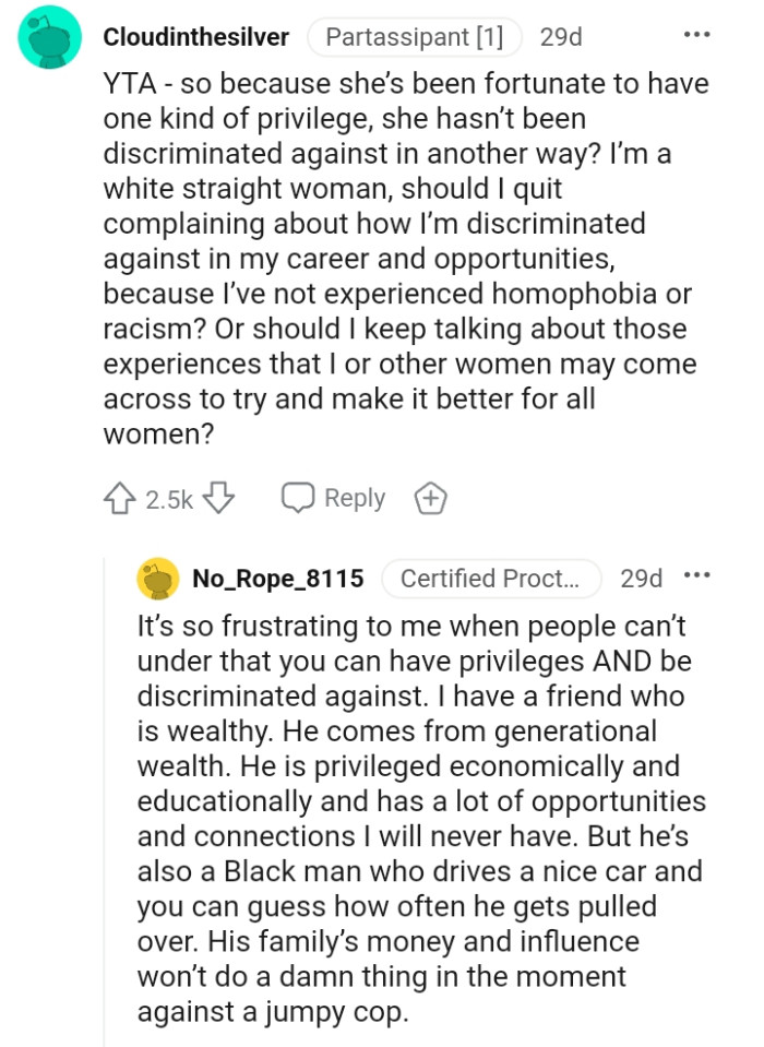 It does not mean she has discriminated in other ways