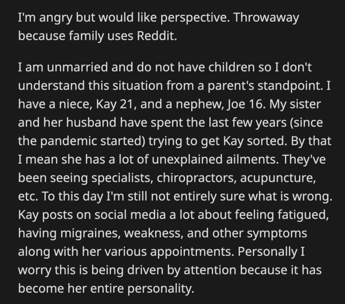 Joe confessed to feeling like an insignificant member of their family. OP agreed with his nephew's assessment.