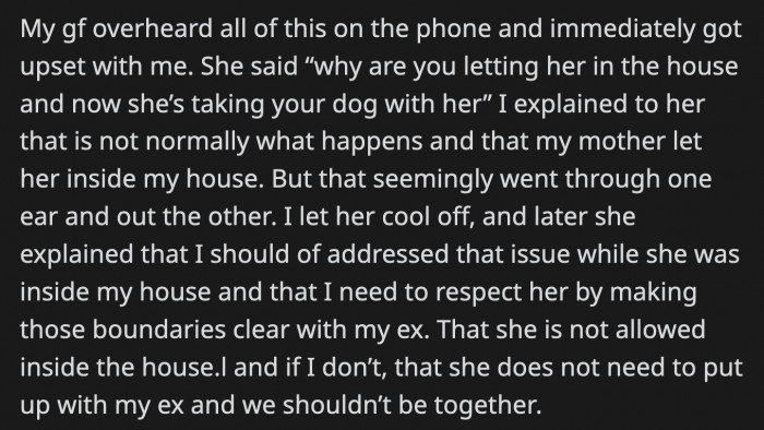 His girlfriend heard the voice of his ex and their conversation that led to assumptions