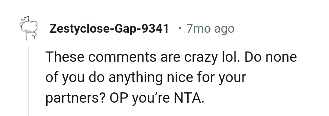 This Redditor considers the comments crazy