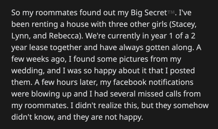 They met her husband previously, and OP wears a wedding band