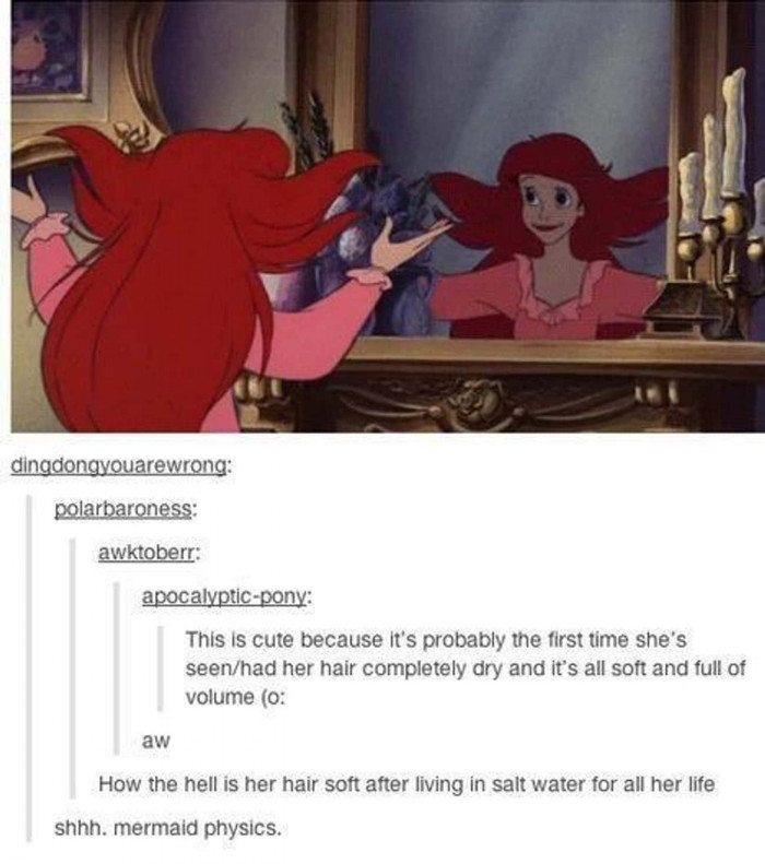 11. Ariel had never seen her hair when it was not wet