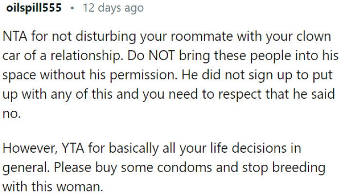 OP is considering his roommate's comfort and does not want to bring his partner's entire family into their shared space without permission.