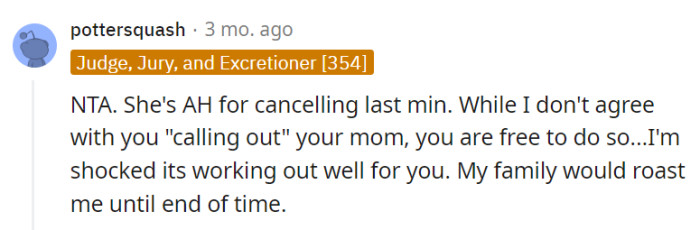 Her abrupt cancellation was definitely inconsiderate.