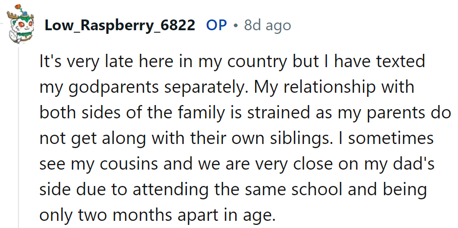 Family ties strained.