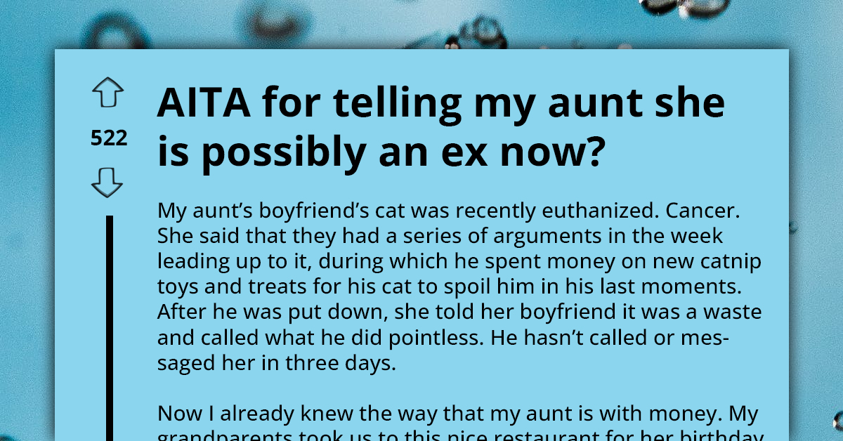 Man Warns Aunt Her Cruelty Toward Cat Could Alienate Her Ex Forever