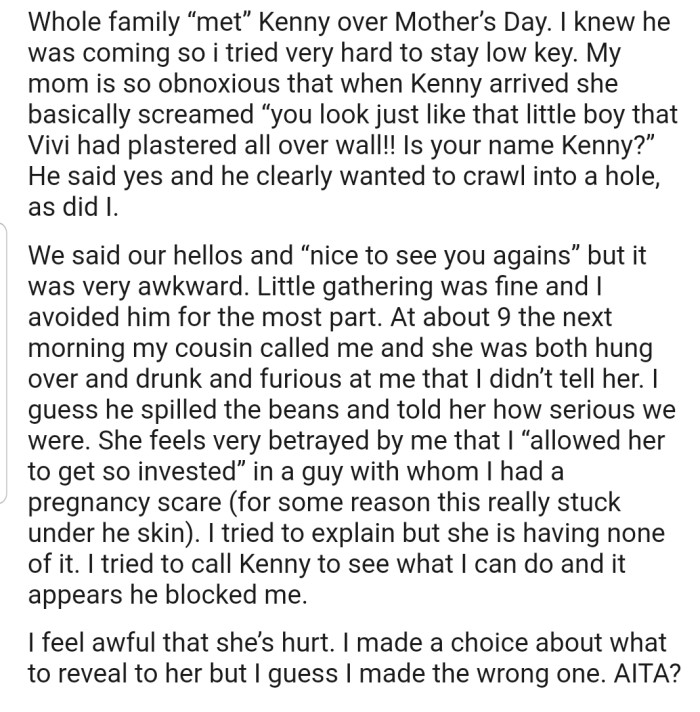 Kenny was invited to spend Mother's Day with the whole family, and everything blew up in Vivi's face. Now her cousin feels betrayed and Kenny has blocked her as well