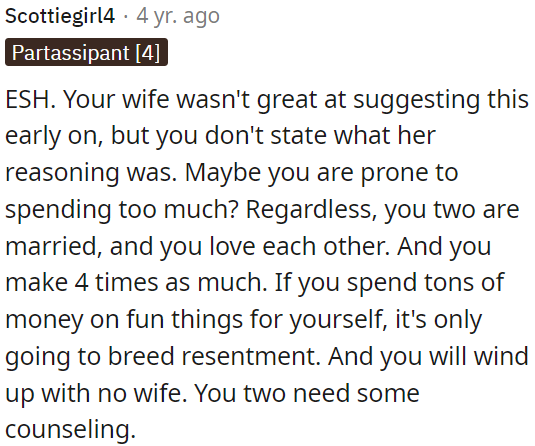 OP should consider seeking counseling to improve their relationship.