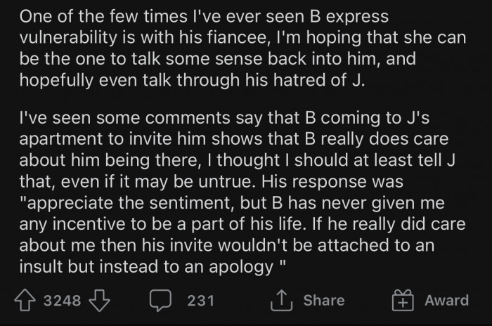 OP hopes that her brother's fiancé can be the one to talk some sense back into him.