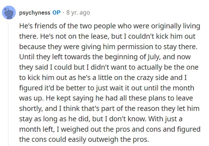 A roomie conundrum of epic proportions! Let's hope the final month isn't too 