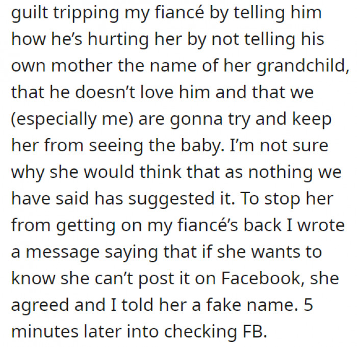 So OP told her a fake name just to make her stop nagging them.