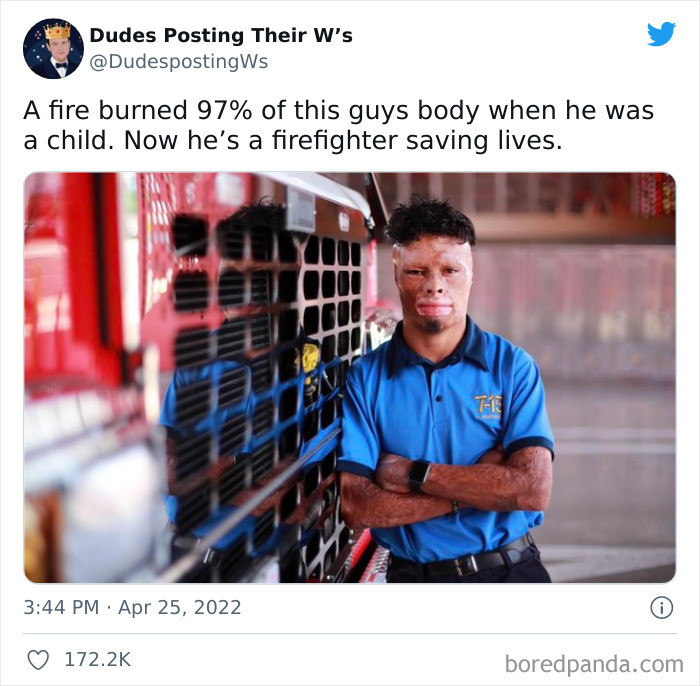 35. A fire survivor is now a firefighter