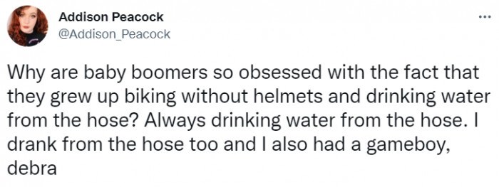 8. Drinking from the hose and talking about how they did
