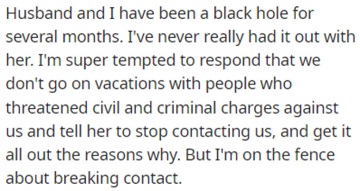 OP and her husband haven't contacted her in several months