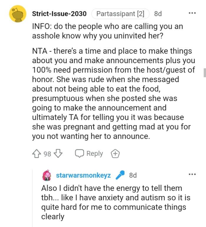 There's a time and place to make things about you