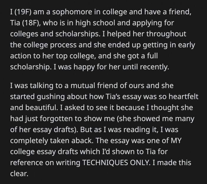 Tia is apparently the only person in her family to go to college with an academic and athletic scholarship