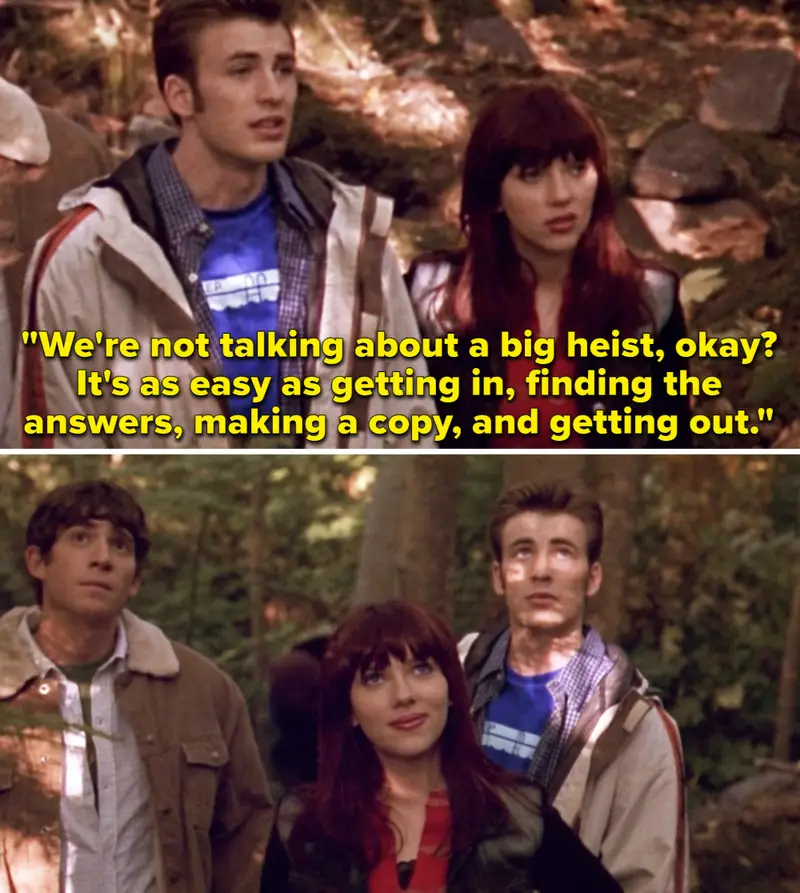 9. The Perfect Score, starring Chris Evans (Captain America), and Scarlett Johansson (Natasha Romanoff/Black Widow)