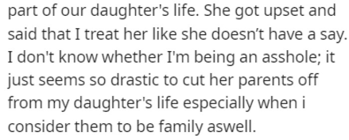 The mother is mad at OP, but he doesn't want to cut them off