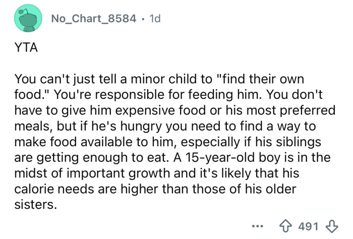 You’re responsible for feeding him.