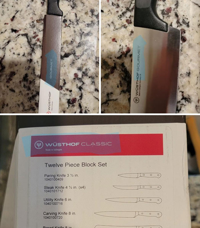 21. I Ordered Nice Knives For The First Time In My Adult Life From eBay. The Seller Sent Me A Box From The Set I Ordered, But The Knives Were A Different Line With Much Lower Quality