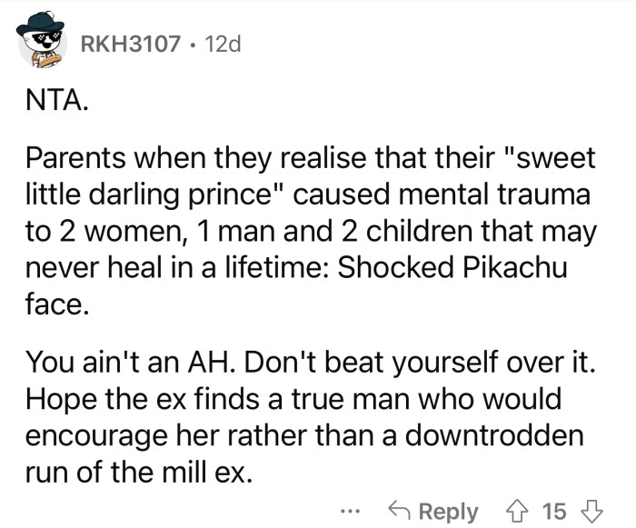 The ex should be happy to be rid of OP's brother.