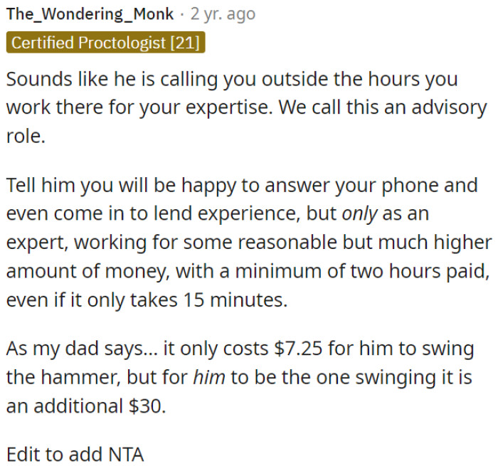 OP should let his supervisor know that he is willing to help, but as an expert, he expects a higher rate, with a minimum of two hours paid, even for short tasks.
