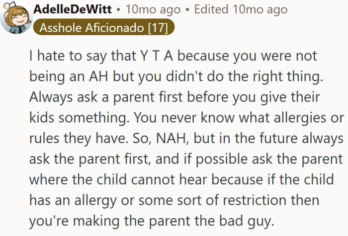 Good heart, wrong audience — next time, clear it with management before offering the candy deal.