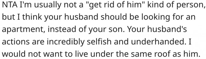 19. She shouldn't live under the same roof with her husband.
