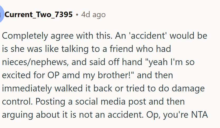 Posting a social media post and then arguing about it is not an accident....