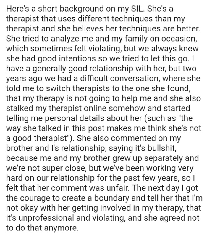 The OP and her brother have been working very hard on their relationship for the past few years