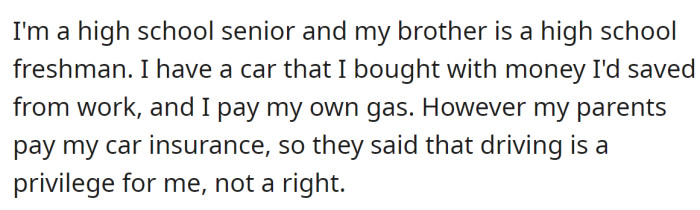He explained he bought a car recently.