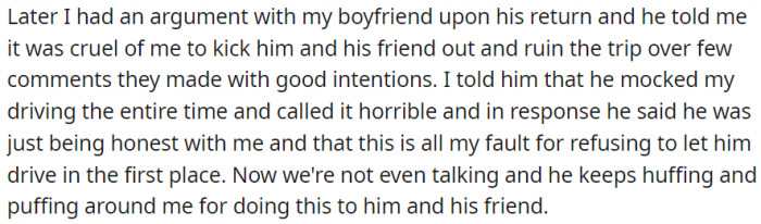 We had an argument when he returned