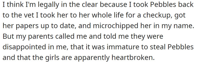 The OP believes that she is legally in the clear, but morally...