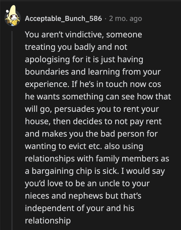OP needs to admit that Shane has an ulterior motive for extending an olive branch to him right now. He needs a place to stay. He doesn't want a genuine connection with him.