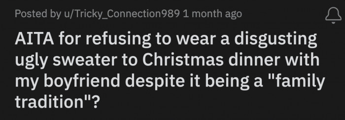 OP told her BF she isn't comfortable wearing the sweater, but he called her a spoilsport and a wet blanket