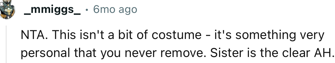 “This Isn't a Bit of Costume - It's Something Very Personal That You Never Remove.”