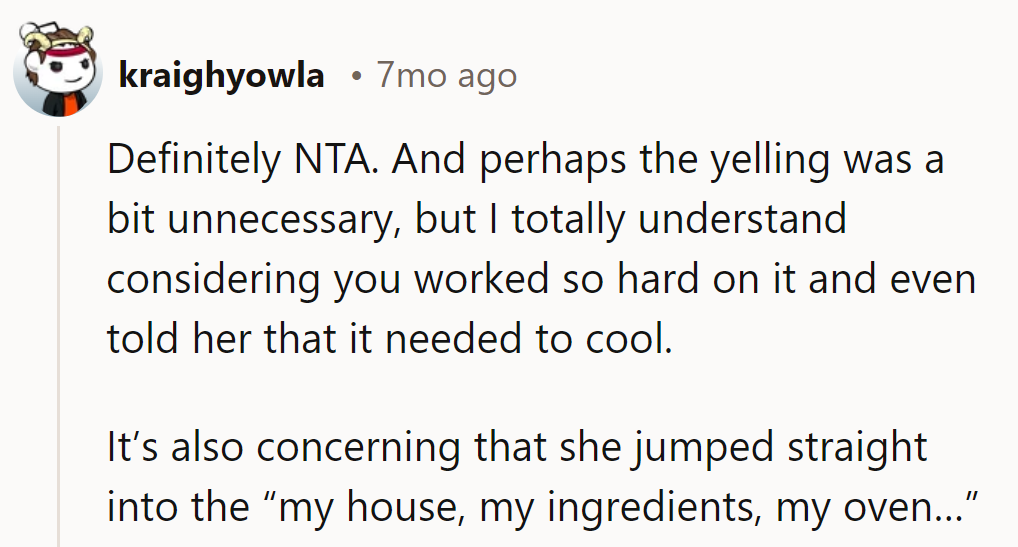 The cheesecake deserved better. Her 