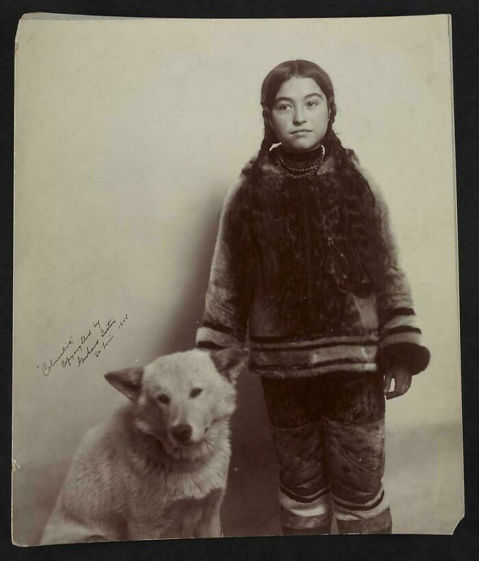 "Inuit Girl, Nancy Columbia, And Dog Taken At The Louisiana Purchase Exposition, Missouri, 1904"
