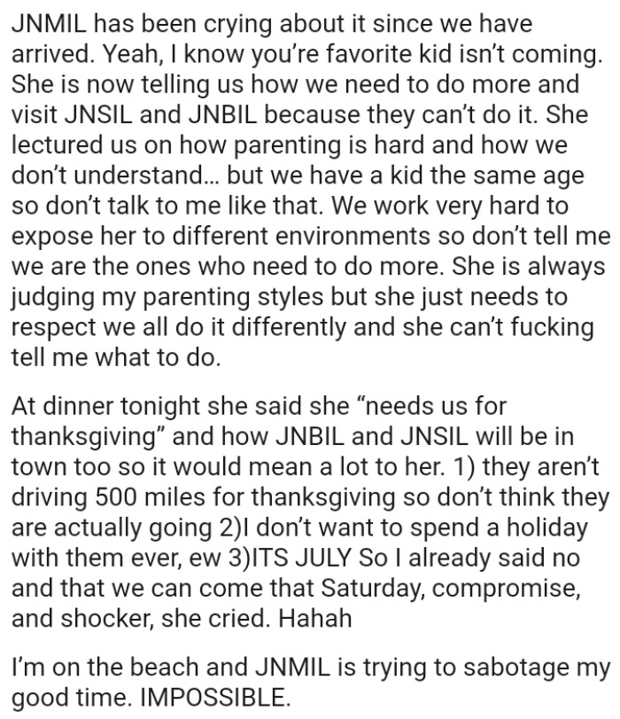 They work very hard to expose her to different environments so the OP doesn't need to hear that they are the ones who need to do more