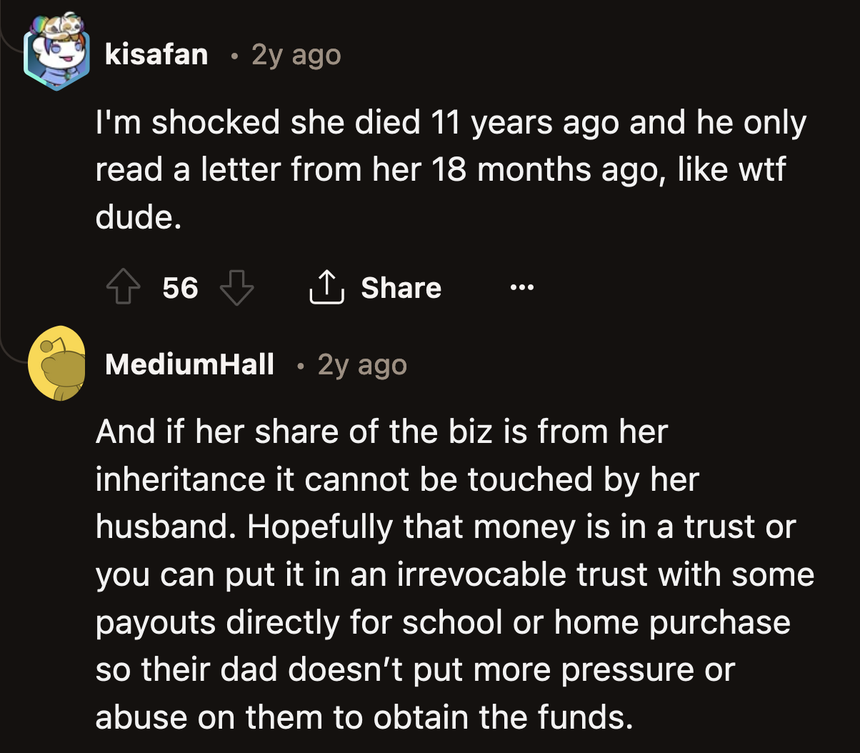 Redditors wanted OP to ensure that the money would remain safe from Luke's hands.