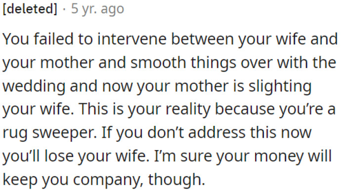 If OP doesn't tackle this issue, it could jeopardize their marriage.