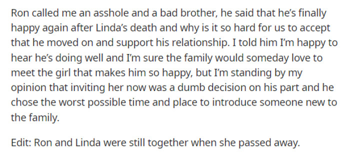 His brother called him an AH and just wants his family to accept that he is happy and they should be excited to meet her.