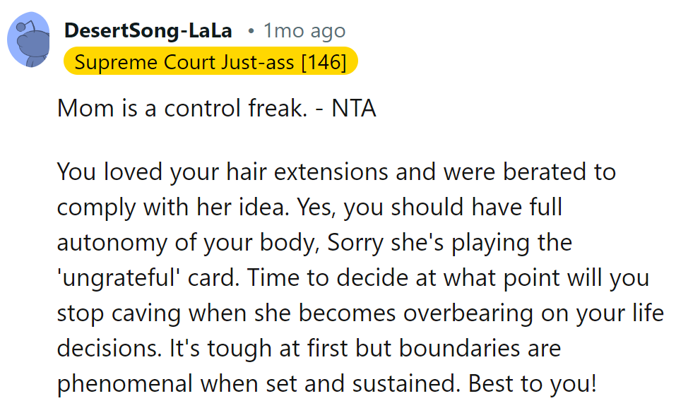 Caught in Mom's control web, but she's the leading lady of her life. Setting boundaries leads to brighter days.